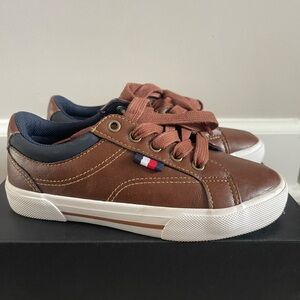 Kids Brown Leather Sneakers